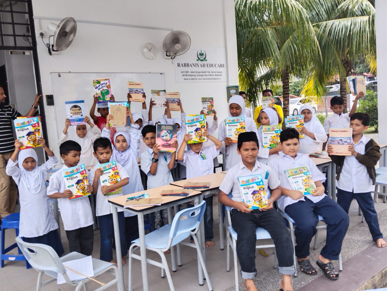 Students collaborating on a project in a classroom